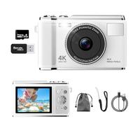 Appareil photo numérique, UHD 4K 50MP Autofocus Vlogging avec carte SD de 32 Go, anti-secousses, écran LED de 2,83", zoom 16x, grande batterie rechargeable, appareil photo numérique compact pour