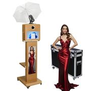 Appareil photo parapluie à lumière douce avec écran tactile miroir et écran LCD divisé - Station de selfie - Support de cabine photo pour événements (machine de photomaton)