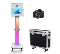 Appareil photo portable à écran tactile de 15,6" avec lumière RVB, miroir avec étui de transport pour fête de mariage et événements (machine + appareil photo)