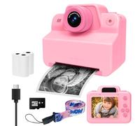 Appareil Photo pour Enfants, 2.4 Pouces Enfant Appareil Photo Numérique Instantané, Mini Caméra Rechargeable Caméscope Cadeau Jouet Filles Garçons de 3 à 12 Ans, Vidéo HD 1080p, SD Carte (Rose)