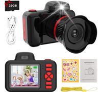 Appareil photo pour enfants 28MP Selfie SLR caméra pour enfants avec 360 ° lentille pivotante, appareil photo pour tout-petits avec MP3, 1080P caméra vidéo appareil photo pour enfants fille garçon 3 4