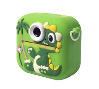 Appareil photo pour enfants à impression instantanée avec coque en silicone dinosaure, écran de 6,1 cm, batterie rechargeable intégrée, lecteur de musique de jeu, appareil photo numérique pour enfants