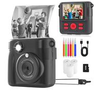 Appareil photo pour enfants à impression instantanée, impression instantanée 1080p HD photo et enregistrement vidéo, avec carte SD de 32 Go et 3 rouleaux de papier photo, cadeaux d'anniversaire pour