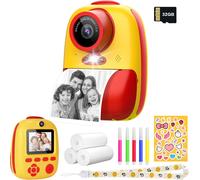 Appareil photo pour enfants Appareil photo numérique Imprimé Instantané 26MP Caméra vidéo Appareil photo avec carte mémoire 32GB,3 rouleaux de papier d'impression,5 couleurs de crayon pinceau Cadeau p