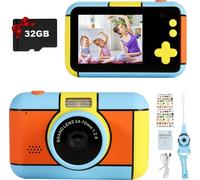 Appareil photo pour enfants - Appareil photo numérique pour enfants avec grand écran 2,4 pouces 1080P HD Construit dans la carte SD 32 Go USB Rechargeable Selfie caméra pour 3 - 10 ans d'âge filles an