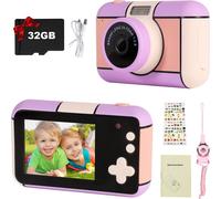 Appareil photo pour enfants - Appareil photo numérique pour enfants avec grand écran 2,4 pouces 1080P HD Construit dans la carte SD 32 Go USB Rechargeable Selfie caméra pour 3 - 10 ans d'âge filles an