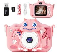 Appareil Photo pour Enfants Appareil Photo pour Enfants Numrique Mini Rechargeable 1080P HD Carte SD 32GB Dinosaure Rose