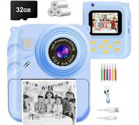 Appareil photo pour enfants de 3 à 8 ans ¿ Caméscope vidéo pour enfants avec jolie coque et carte SD de 32 Go pour filles et garçons (bleu)