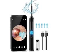 Appareil photo pour enlever le cérumen, portée HD 1296P et 6 lumières LED, nettoyeur d'oreille avec caméra, kit de nettoyage des oreilles - Outil de retrait de cérumen avec 10 cuillères (onyx)