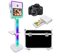 Appareil photo reflex numérique avec étui de transport à écran tactile de 15,6" pour fête, mariage, événements (blanc, 15,6 pouces + appareil photo + mini imprimante)