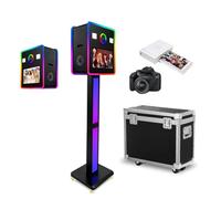 Appareil photo reflex numérique de 15,6" avec écran double face, mini PC intégré, lumière RVB, cabine photo portable avec étui de transport pour mariages, fêtes (noir, cabine photo + appareil photo +