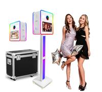 Appareil photo reflex numérique de 15,6" avec écran double face, mini PC intégré, lumière RVB, cabine photo portable avec étui de transport pour mariages, fêtes (blanc, machine photomaton)
