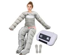 Appareil Pressothérapie Drainage Lymphatique, Gris, 2Jambes+Ventre+2 Bras M | 6 Chambres, Bottes Pressothérapie, Appareil de Massage, pour le Sport, Les Soulager le Lipœdème et Relaxation, 30-240 mmHg