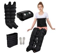 Appareil Pressothérapie Drainage Lymphatique, Noir, 2 Jambes + Ventre M | 6 Chambres, Bottes Pressothérapie, Appareil de Massage, pour le Sport, Les Soulager le Lipœdème et Relaxation, 30-240 mmHg