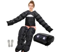 Appareil Pressothérapie Drainage Lymphatique, Noir, 2Jambes+Ventre+2Bras M | 6 Chambres, Bottes Pressothérapie, Appareil de Massage, pour le Sport, Les Soulager le Lipœdème et Relaxation, 30-240 mmHg