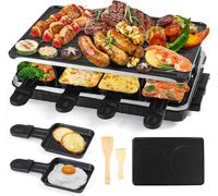 Appareil Raclette 8 Personnes 2-en-1 avec Grill et Poêlons