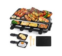 Appareil Raclette 8 Personnes 2-en-1 avec Grill et Poêlons
