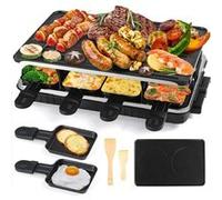 Appareil Raclette 8 Personnes 2-en-1 avec Grill et Poêlons