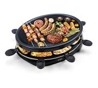 Appareil Raclette 8 Personnes Plancha Electrique Grill Thermostat Réglable Avec 2 Spatules Et 8 Poêlons Machine A Raclette
