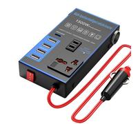 Appareils de prise onduleur automatique - Prise de voiture, alimentent le chargeur | Convertisseur compact de 1500 W avec fusible de sécurité, double ports de prise pour camion, véhicule récréatif