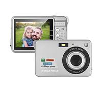 Appareils photo numériques compacts, Andoer 1080p 48MP Appareil photo numérique Zoom 8X Écran LCD de 2,7 pouces avec sac de transport sangle de poignet pour débutants, enfant, adulte, argent