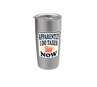 Apparemment, je fais des impôts maintenant Retours de temps Préparation fiscale Humour Gobelet isotherme en acier inoxydable double paroi