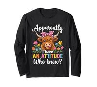 Apparently I Have an Attitude Who Knew Funny Cow Bow Flowers Manche Longue
