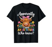 Apparently I Have an Attitude Who Knew Funny Cow Bow Flowers T-Shirt Graphique avec Valeur
