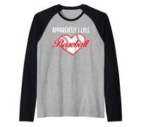 Apparently I Like Baseball Sport Baseball Lover Baseball Mom Manche Raglan
