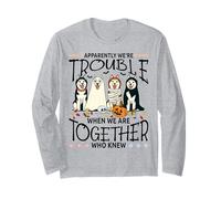Apparently We're Trouble Together Funny Dog Style Halloween Manche Longue