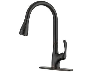 APPASO Kitchen Faucet with Pull Down Sprayer Oil Rubbed Bronze, Single Handle High Arc Pull Out Spray Head Kitchen Sink Faucet with Deck Plate