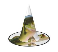 Appât avec ligne de pêche mangeant un petit poisson imprimé Halloween chapeau de sorcière accessoire de costume femmes chapeaux pour Halloween fête cosplay pour la maison, la cour,