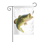 Appât avec ligne de pêche mangeant un petit poisson imprimé petits drapeaux de jardin de Noël double face décoration de pelouse de Noël pour l'extérieur cour