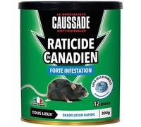 CAUSSADE Raticide Canadien - Anti Rats - Efficacité Radicale - Tous Lieux - 12 Appâts Blocs Pâtes Flocoumafen - Prêt à l'emploi - Une Ingestion Suffit - Fabriqué en France - 300g CARPT300