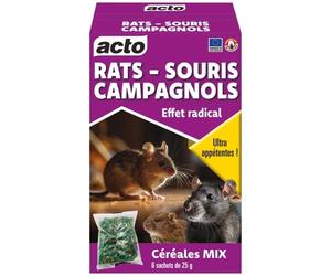 Appât céréales mix - rats, souris et campagnols - 150 g - 6 sachets de 25 g