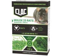 Appât céréales - Mulox 25 - rats - action rapide - 150 g - 6 sachets de 25