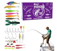 Appât de Pêche,Leurre Souple À Hameçons De Noël - Ensemble de Leurres pour Bar en Eau Douce - Truite Bar Poisson-chat Carpe Saumon Pêche Eau Douce Salée Rivière Bateau Lac Kayak Rive Pêcheurs