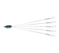 Appât de pêche multi-hameçons 18 cm Design Alabama Rig avec tête lestée Épingle à nourrice Action réaliste pour eau salée eau douce mer lac Pêche Construction en plastique 15 g Une seule pièce (bleu