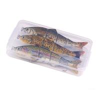 Appât de pêche multi-sections 12 cm 11,9 cm - Appât articulé réaliste en forme de S - Appât dur à manivelle - Hameçons en acier à haute teneur en carbone - Leurres prédateurs d'eau douce (style B)