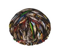 Appât de pêche réutilisable de luxe bonnet de douche pour femme, double couche de protection élastique pour femme, spa, salon