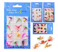 Appâts artificiels à mouche Trota,48 pièces Équipement de - Appâts compacts pour eaux douces, pour les lacs d'eau douce, les rivières étangs et pour taureaux, cadeaux hommes et père