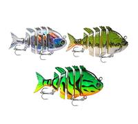 Appâts de natation joints, Lure de pêche multi-connectés,Appât de natation réaliste 3 pièces avec hameçons hauts - Crankbaits Fishing Gear for Pike, Bluegill, Salmon, Bass, Trout