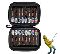 Appâts de pêche pour bar, cuillères à pêche appâts, kit de pêche à paillettes portable 16 pièces - leurres de pêche en haute mer à trois crochets, appâts à manivelle pour pêche au bar à coucs
