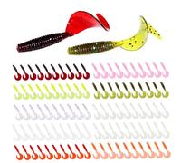 Appâts de pêche, vers de pêche 100pcs Couleur mélangée et réaliste d'appâts en PVC Doux 1, 57 Pouce avec Queue Courbe pour Les Poissons Basse