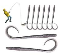 Appâts Lombriques, doux et réalistes de 25 cm avec design réaliste - Poisson artificiel doux avec hameçon et mouvement réaliste pour lac rivière eau salée