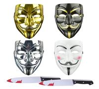 APPCRFM Halloween Masque de V pour Enfants Adultes, Masque d'Halloween Costume Cosplay Party, Masque Anonymous, Décoration de fête, Cadeaux pour les Enfants