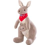 APPCRFM Peluche Kangourou, Animal en Peluche Kangourou Poupée, Maman Kangaroo Maintient Bébé Jouet en Peluch-e Mignon Animal Poupée Kangourou avec Écharpe pour Les Enfants-32cm