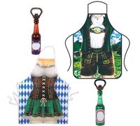 APPCRFM Tablier Oktoberfest, Tablier De Cuisine Femme Humour, Women Tablier Pour Cuisiner Barbecue,Ouvre Bouteille Créatif Pour Bouteilles De Bière,Oktoberfest Cadeau d'Anniversaire Cosplay 4pcs