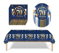 APPCXOKL Service de Table pour Fête d'anniversaire 70 Ans, Lot de 16 avec Assiettes, Nappes et Serviettes, Fournitures de Décoration pour Fête d'anniversaire 70 Ans