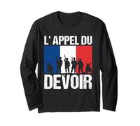 Appel du Devoir Patriote France Soldat Drapeau Français Manche Longue